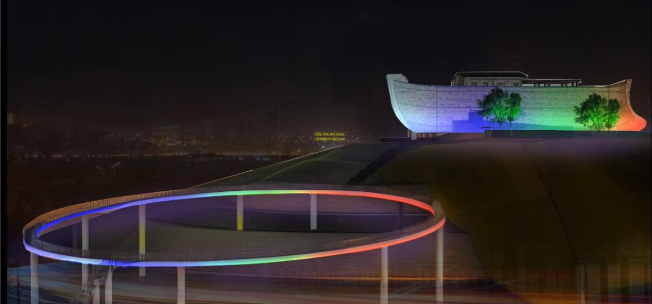 THI CÔNG LẮP ĐẶT HT CHIẾU SÁNG FAÇADE TÀU NOAH, CẦU INFINITY (NOVAWORLD PHAN THIẾT)